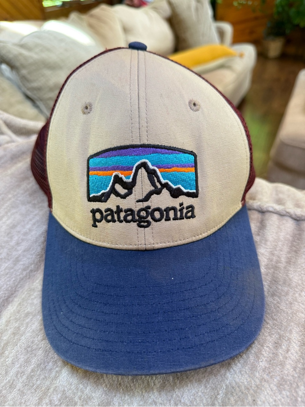 Vintage Patagonia Hat - Cream, Burgundy & Navy Accents